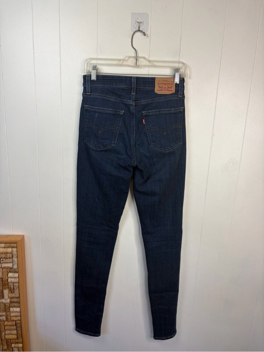 Levis 721 High Waisted Rise Skinny Jeans Stretchy Dark Wash Blue Denim size 26 - Picture 6 of 13